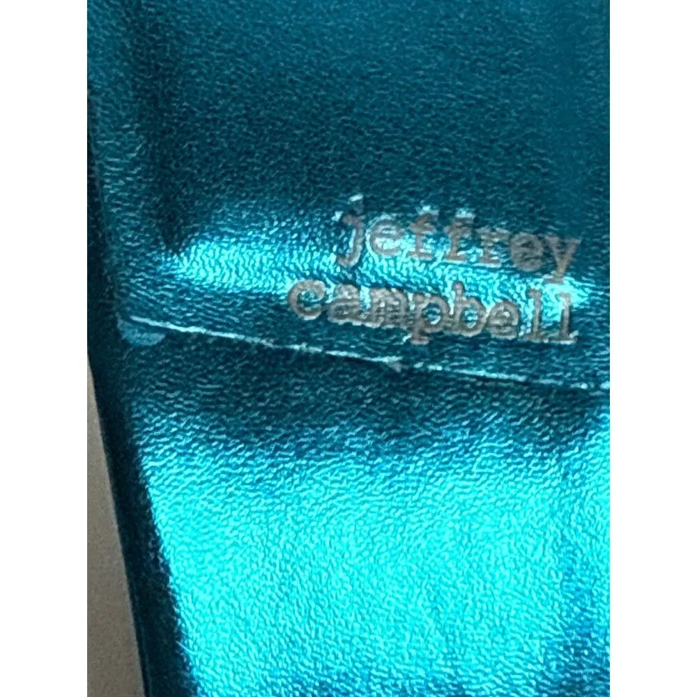 Jeffrey Campbell Mr Big Chain Slide Sandal Heel Blue Combo Size 8.5 Square Toe - Picture 8 of 10